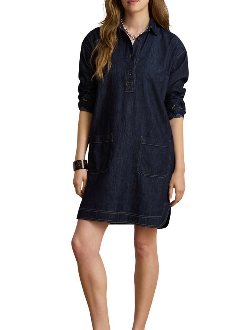 Ralph Lauren Dark Blue Cotton Denim Shirt Dress 6 Classic Preppy Fall 2026 NWT